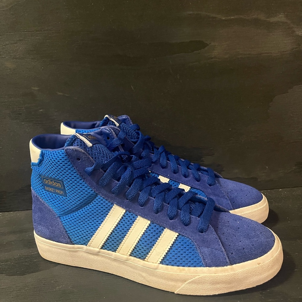 Adidas Basket Profi Sneakers Mens Size 8.5 Athletic Shoes Blue White High Top